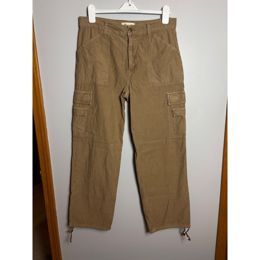 Madewell Garment Dyed Low Slung Straight Cargo Pants Rustic Wood Utility Size 30